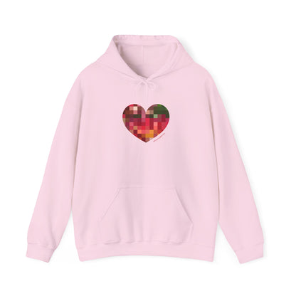 Pixel Heart Unisex Hooded Sweatshirt - Cozy and Colourful - #HeartsInMotion