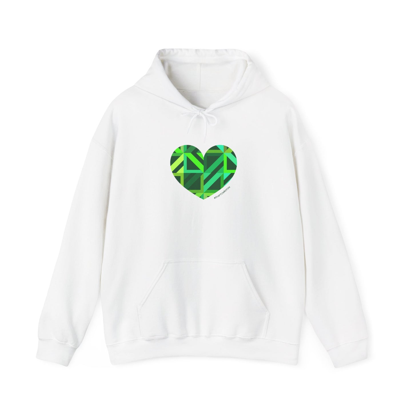 Eco-Friendly Green Heart Design Hooded Sweatshirt - #HeartsInMotion