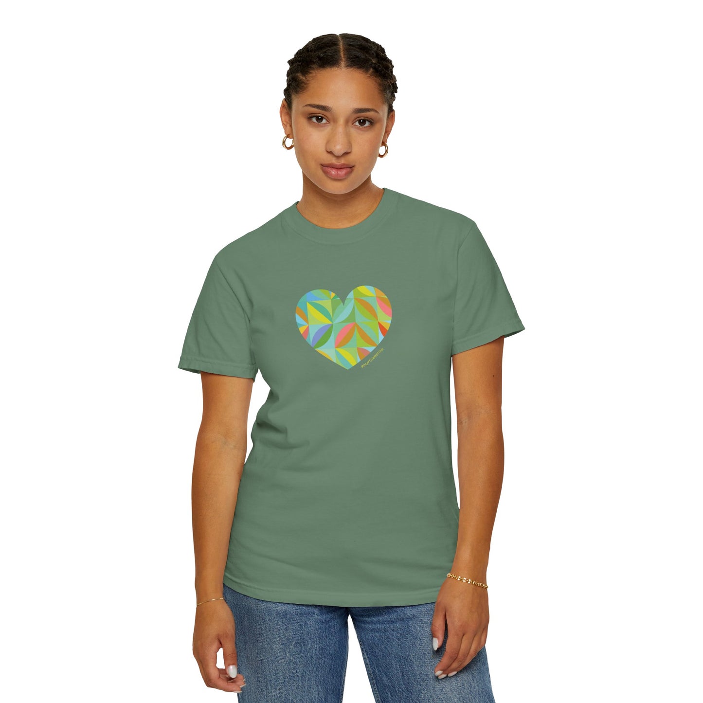 Colourful Heart Design Unisex Garment-Dyed T-Shirt - #HeartsInMotion