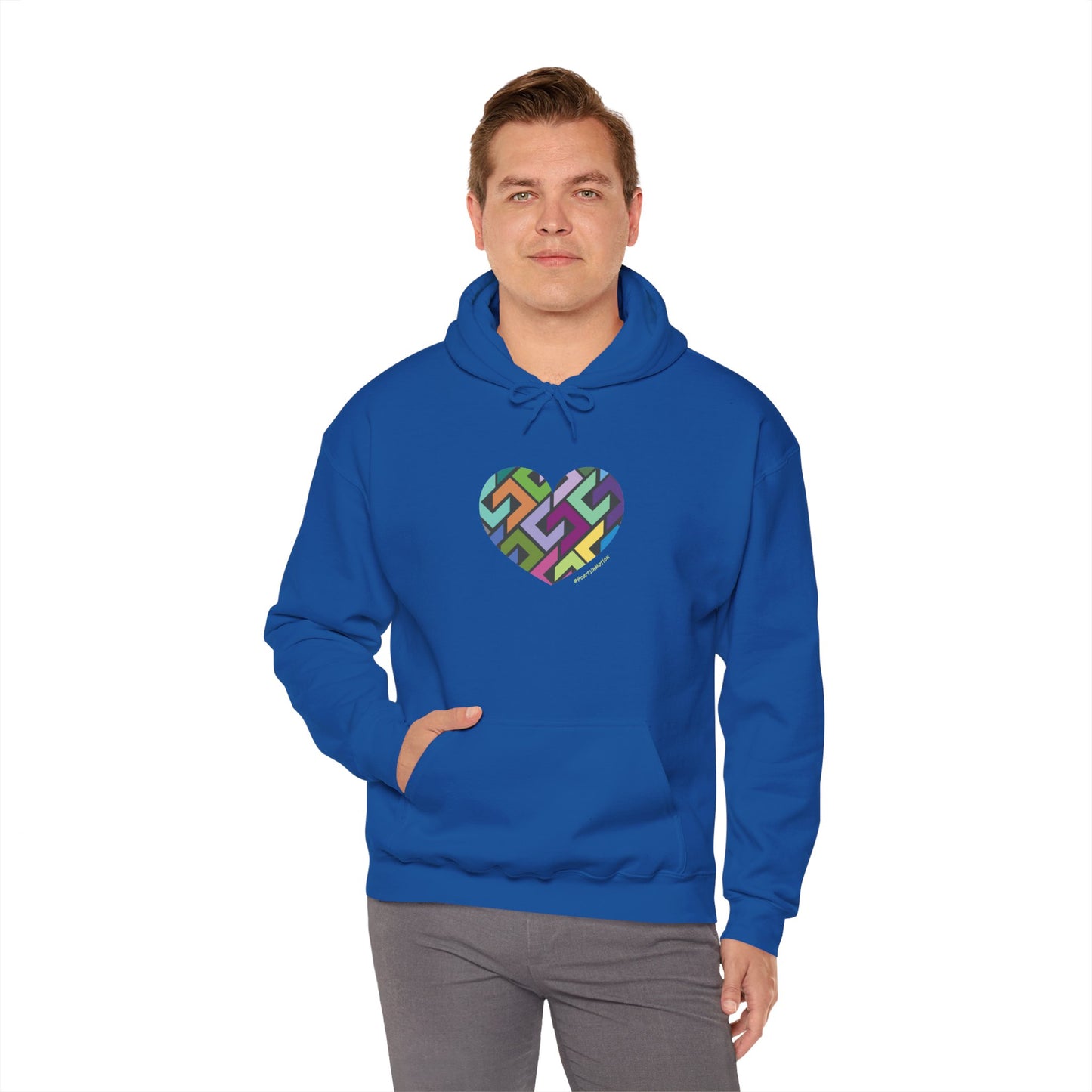 Colourful Heart Design Unisex Hoodie, Casual Layer - #HeartsInMotion