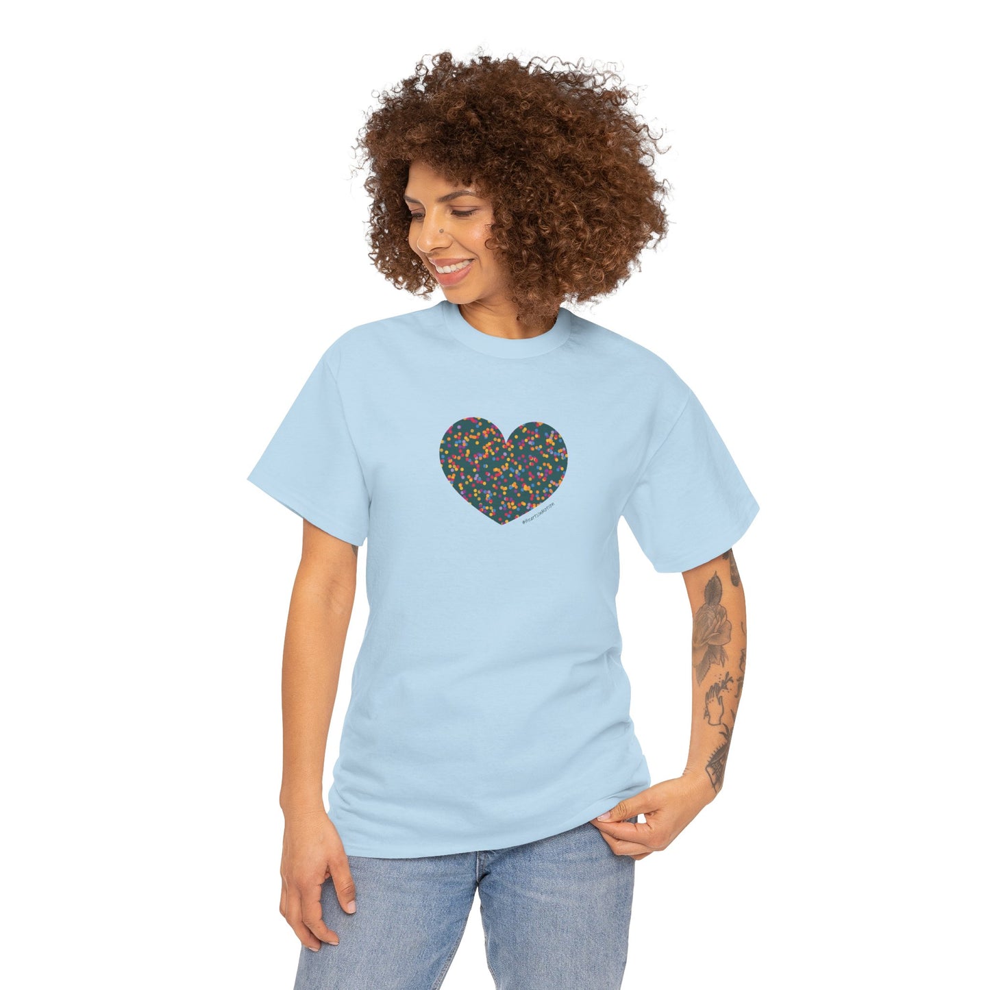 Colourful Heart Dot Unisex Heavy Cotton Tee - #HeartsInMotion T-Shirt