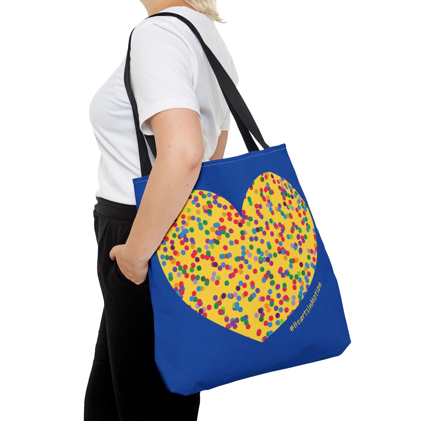Colourful Dot Heart Tote Bag - Fun and Playful Design - #HeartsInMotion