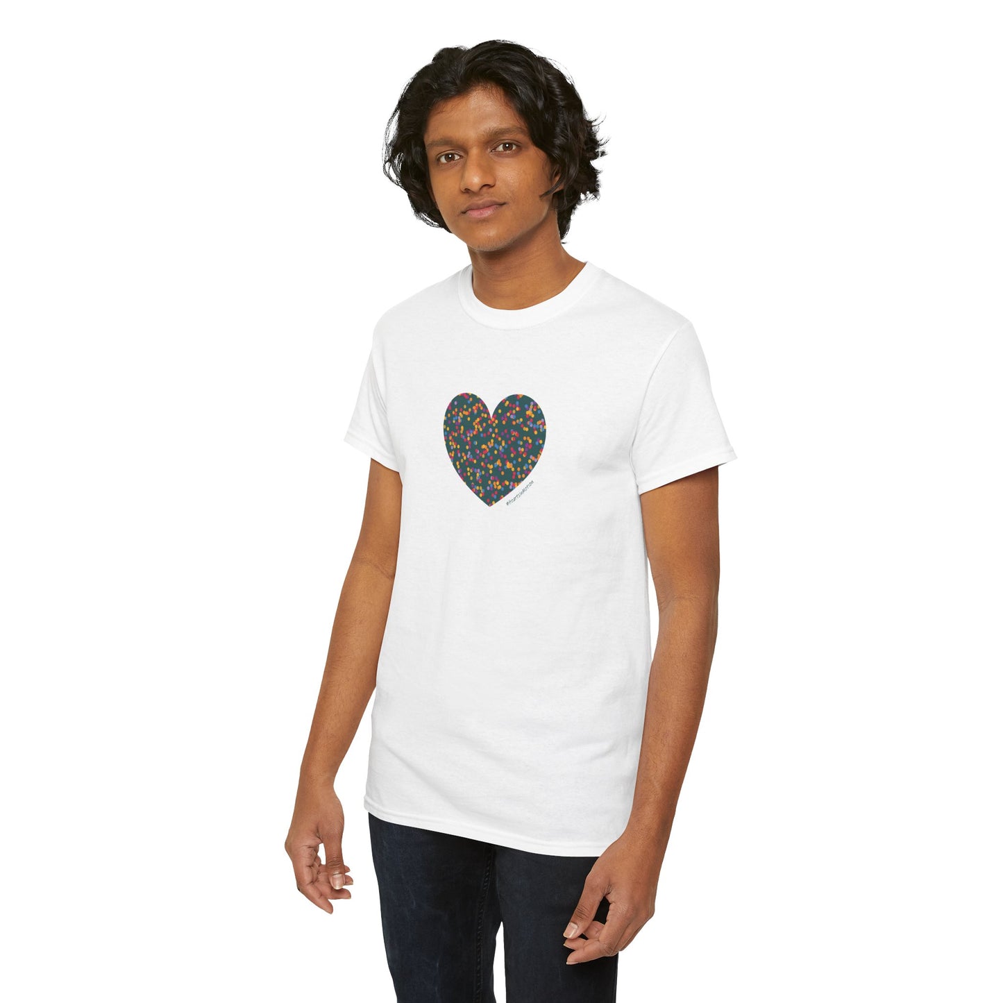 Colourful Heart Dot Unisex Heavy Cotton Tee - #HeartsInMotion T-Shirt