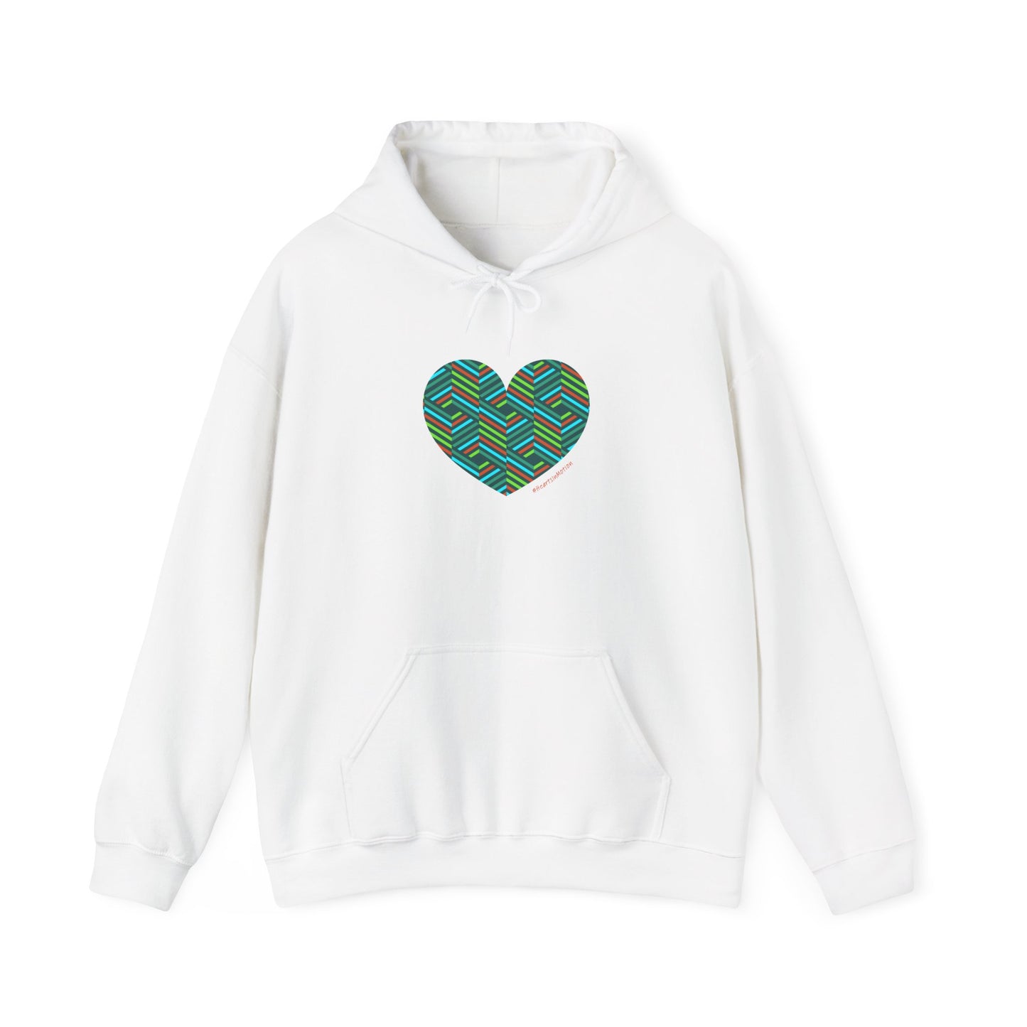 Colourful Heart Hoodie, Unisex Heavy Blend Sweatshirt, #HeartsInMotion