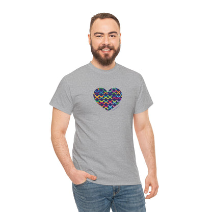 8" Rainbow Scales Heart Tee - #HeartsInMotion