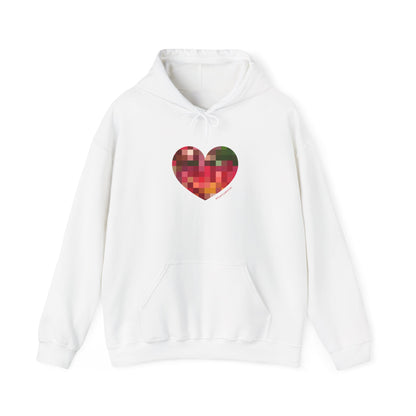 Pixel Heart Unisex Hooded Sweatshirt - Cozy and Colourful - #HeartsInMotion