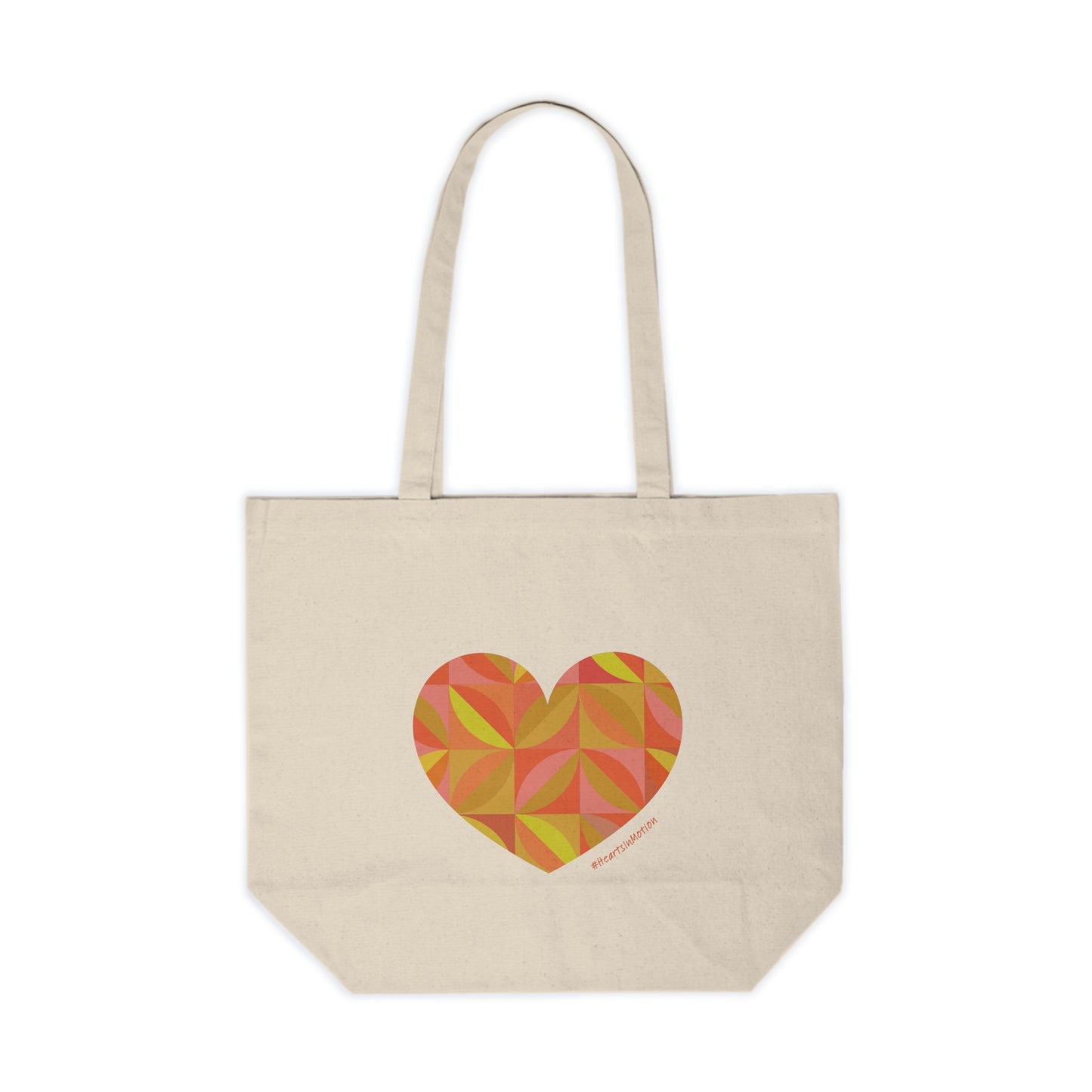 Geometric Heart Canvas Shopping Tote - Eco-Friendly Tote Bag for Everyday Use