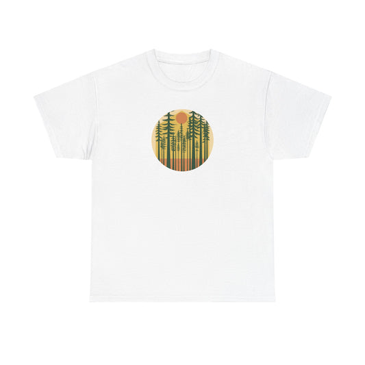 Nature Sunset Unisex Heavy Cotton Tee, Outdoor Tee, Gift for Nature Lovers