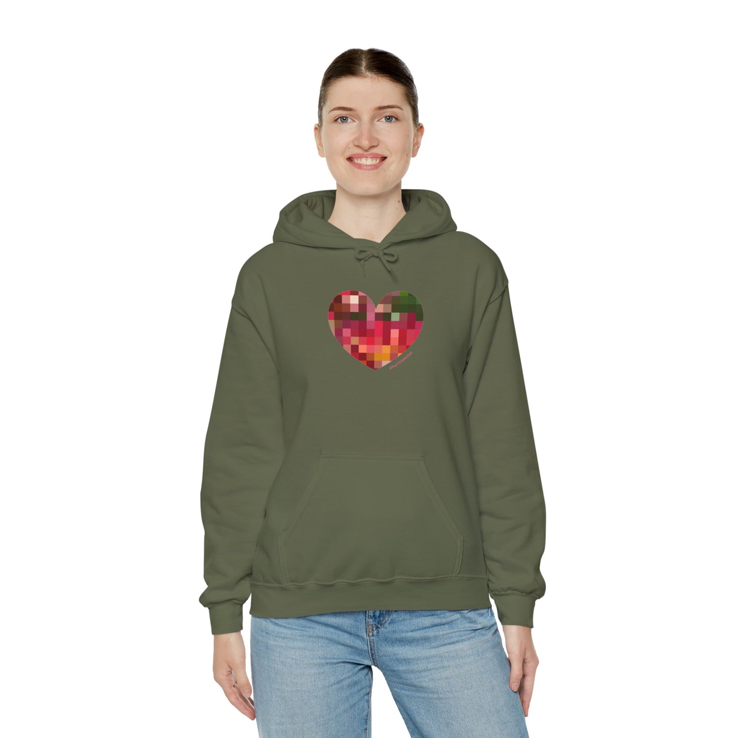 Pixel Heart Unisex Hooded Sweatshirt - Cozy and Colourful - #HeartsInMotion