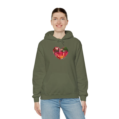 Pixel Heart Unisex Hooded Sweatshirt - Cozy and Colourful - #HeartsInMotion