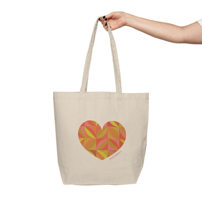 Geometric Heart Canvas Shopping Tote - Eco-Friendly Tote Bag for Everyday Use