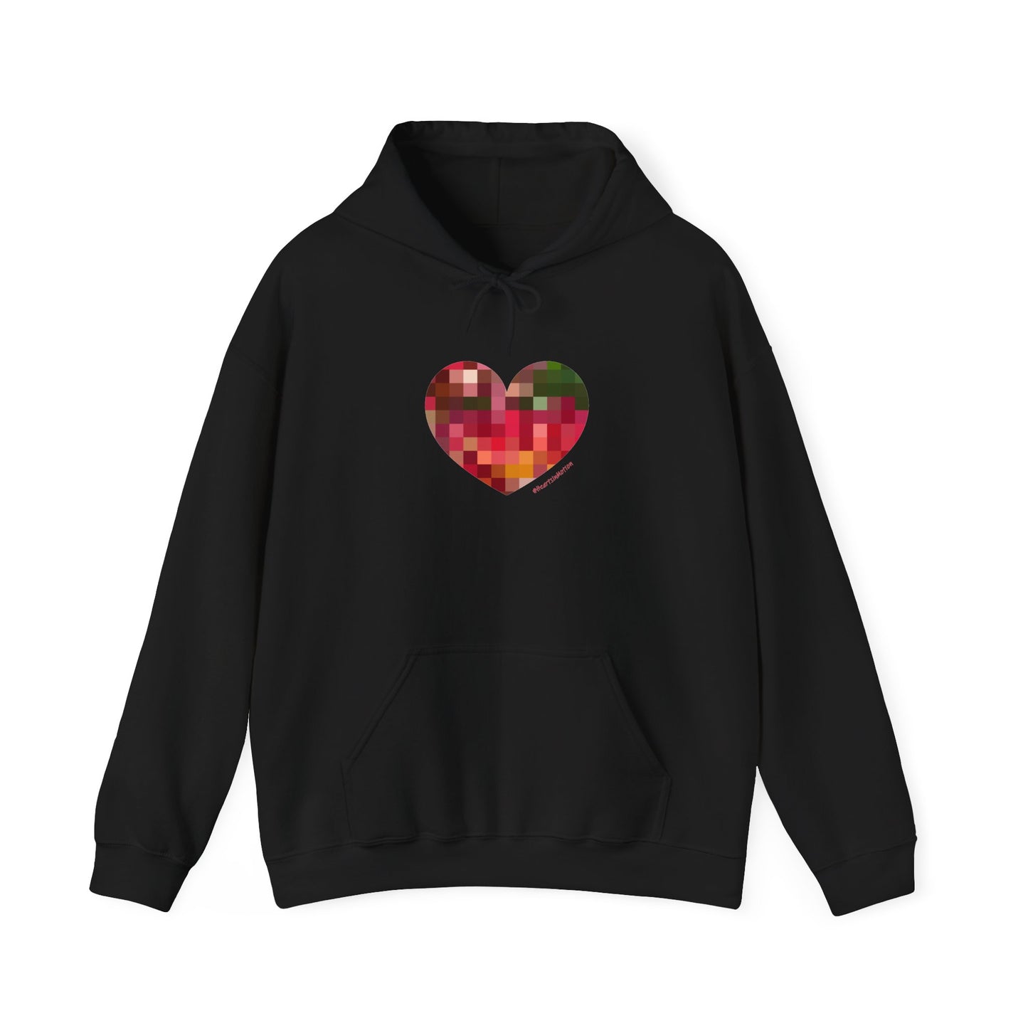 Pixel Heart Unisex Hooded Sweatshirt - Cozy and Colourful - #HeartsInMotion