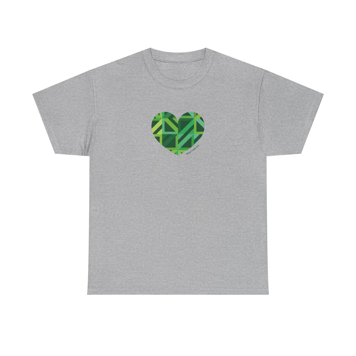 Green Geometric Heart Pattern Unisex Heavy Cotton Tee - #HeartsInMotion