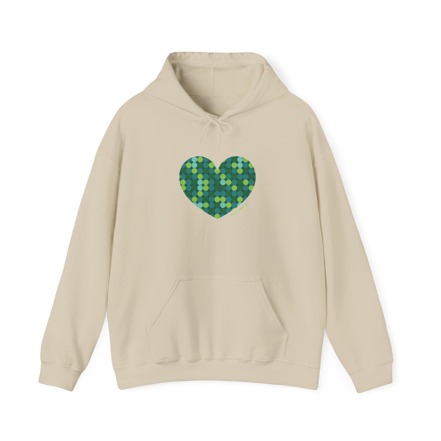 Unisex Heavy Blend™ Hooded Sweatshirt Green Dot #HeartsInMotion