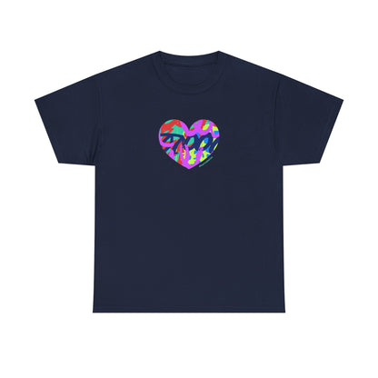 Colorful Heart T-Shirt — Neon Camo Heart Graphic Tee