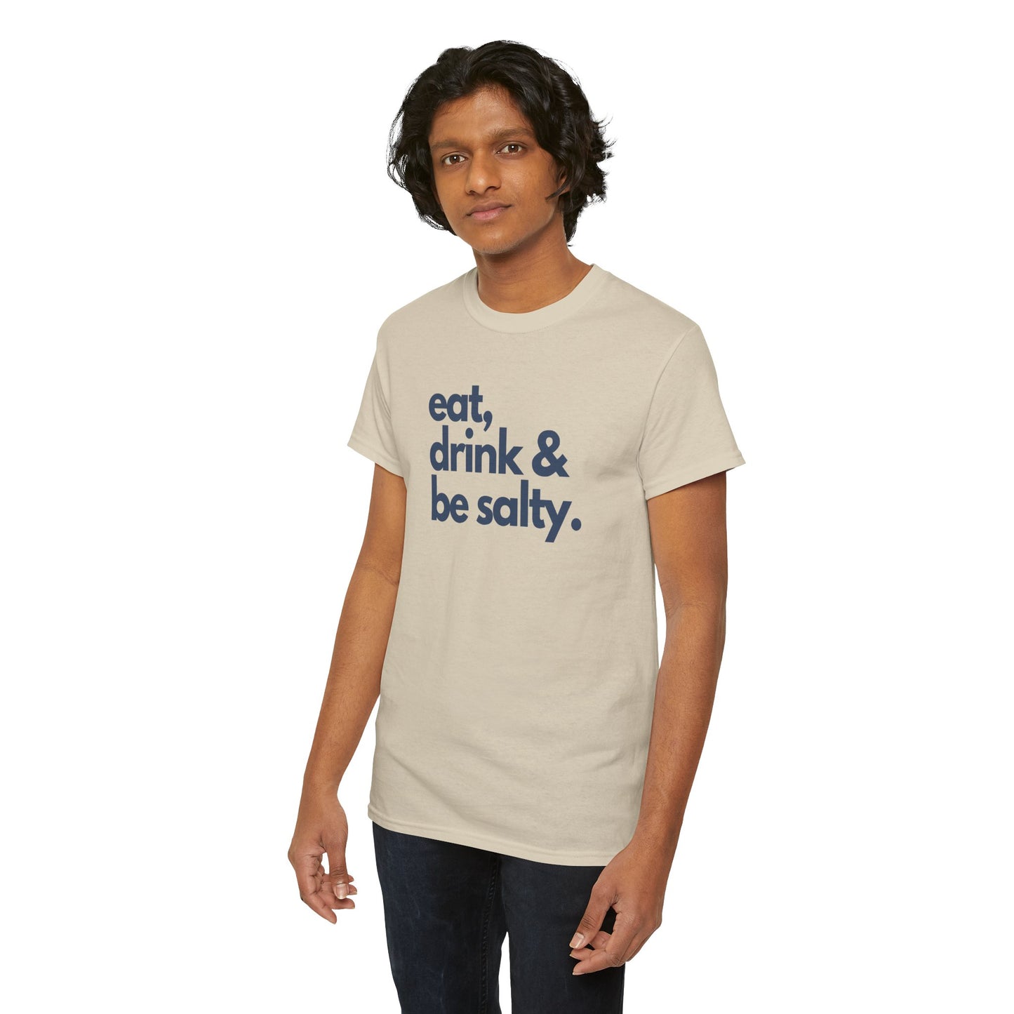 Unisex Heavy Cotton Tee - Eat, Drink & Be Salty Shirt - Perfect for Beach Days