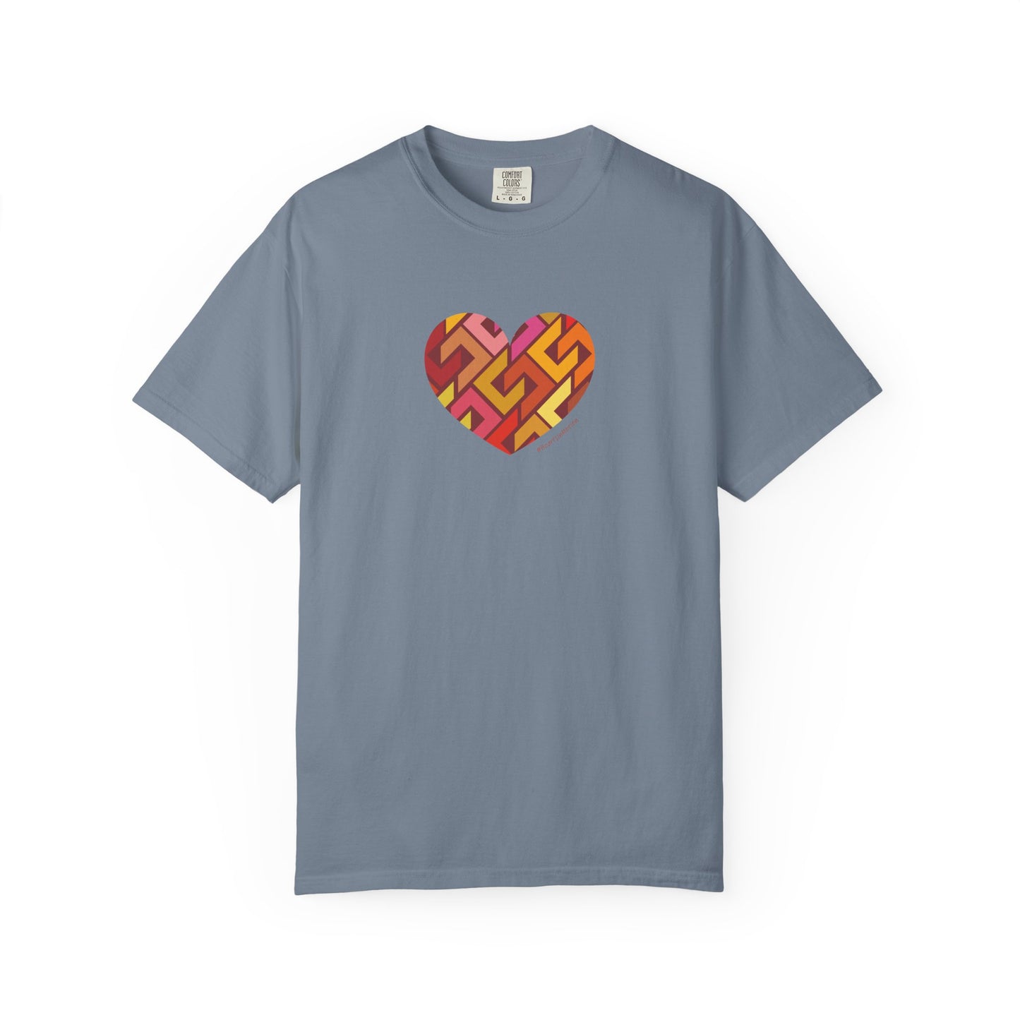 Colourful Heart Pattern Unisex Garment-Dyed T-Shirt - #HeartsInMotion