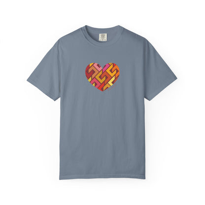 Colourful Heart Pattern Unisex Garment-Dyed T-Shirt - #HeartsInMotion
