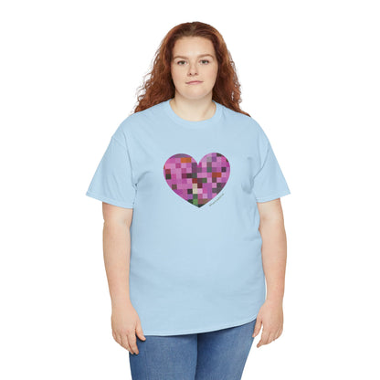 Pixel Heart Mosaic Unisex Heavy Cotton Tee - Colorful Love Shirt
