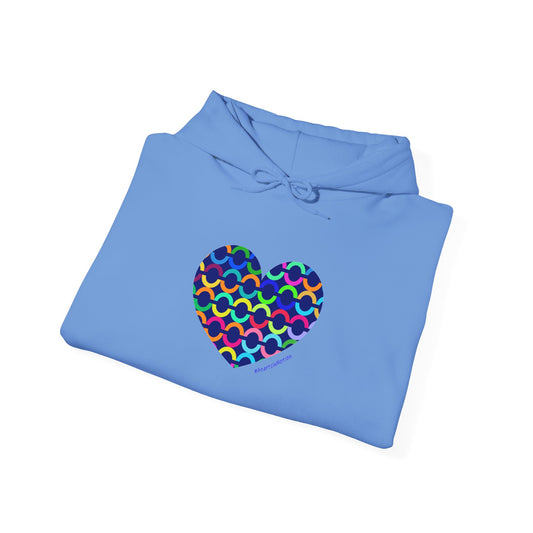 8" Heart Pattern Hoodie — Colorful Geometric Love Pullover - #HeartsInMotion