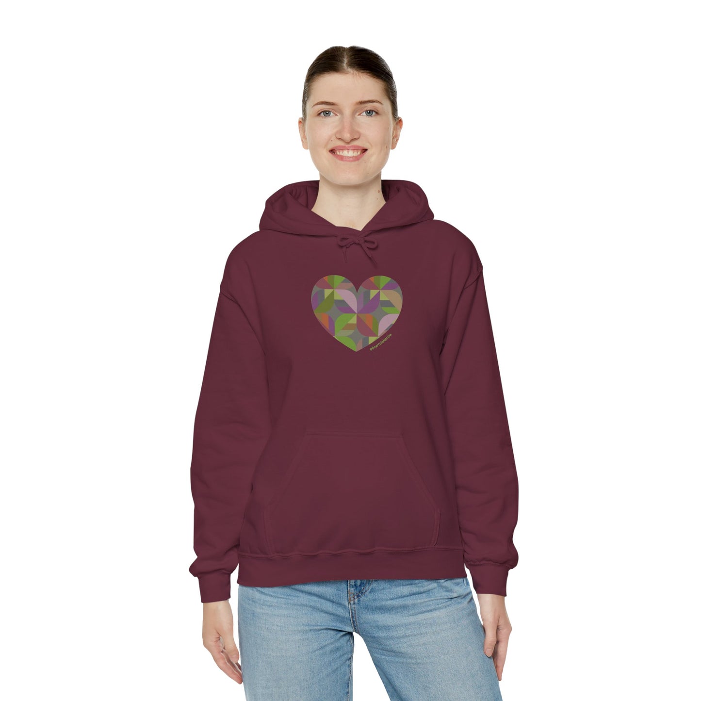 Heart Patterned Unisex Hooded Sweatshirt, Cozy Hoodie, #HeartsInMotion