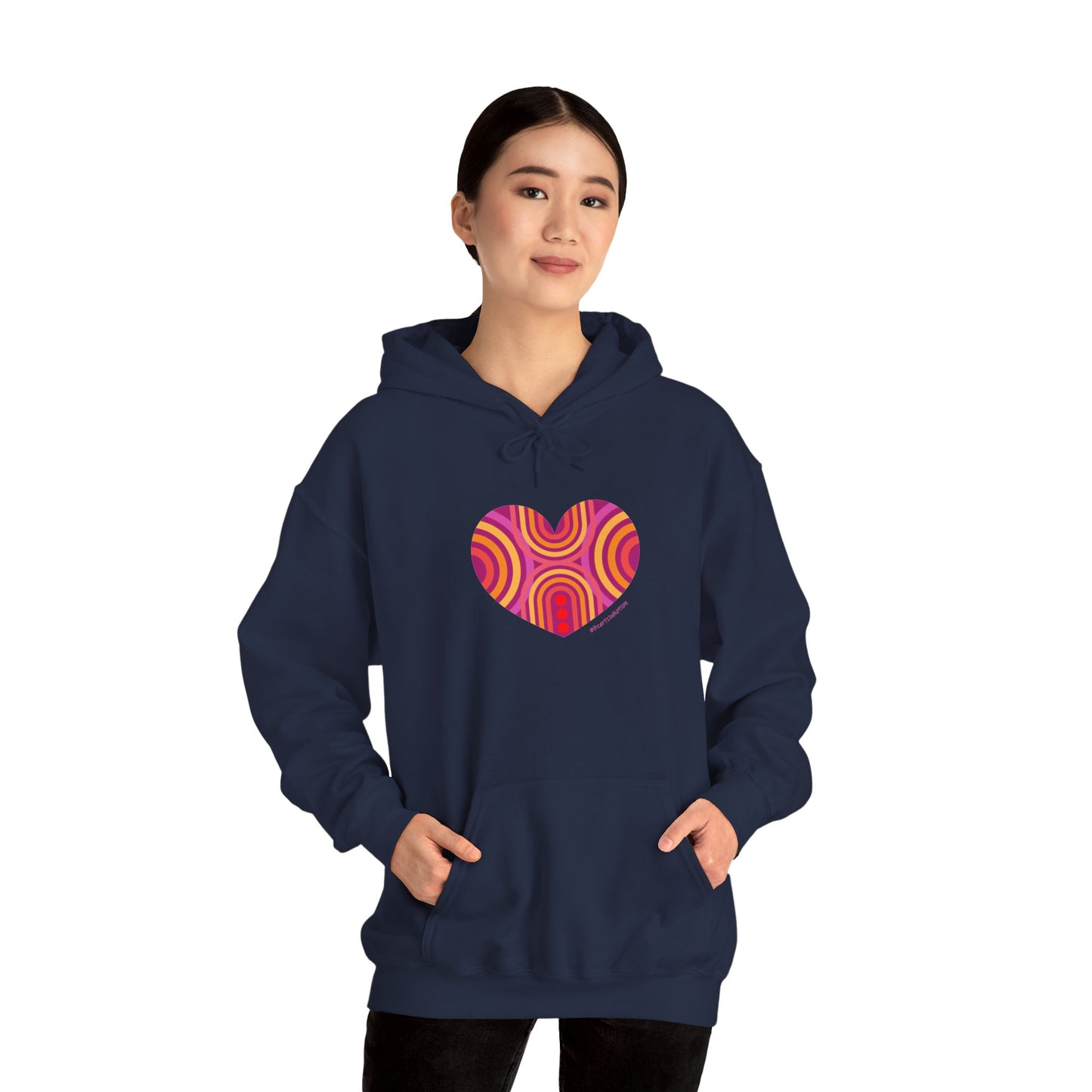 Colourful Heart Pattern Hoodie, Cozy Sweatshirt, #HeartsInMotion