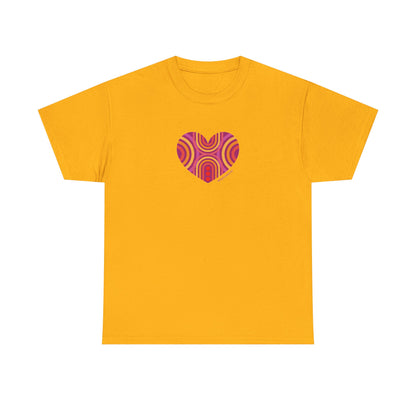 Retro Heart Unisex Heavy Cotton Tee - Vintage Style - #HeartsInMotion