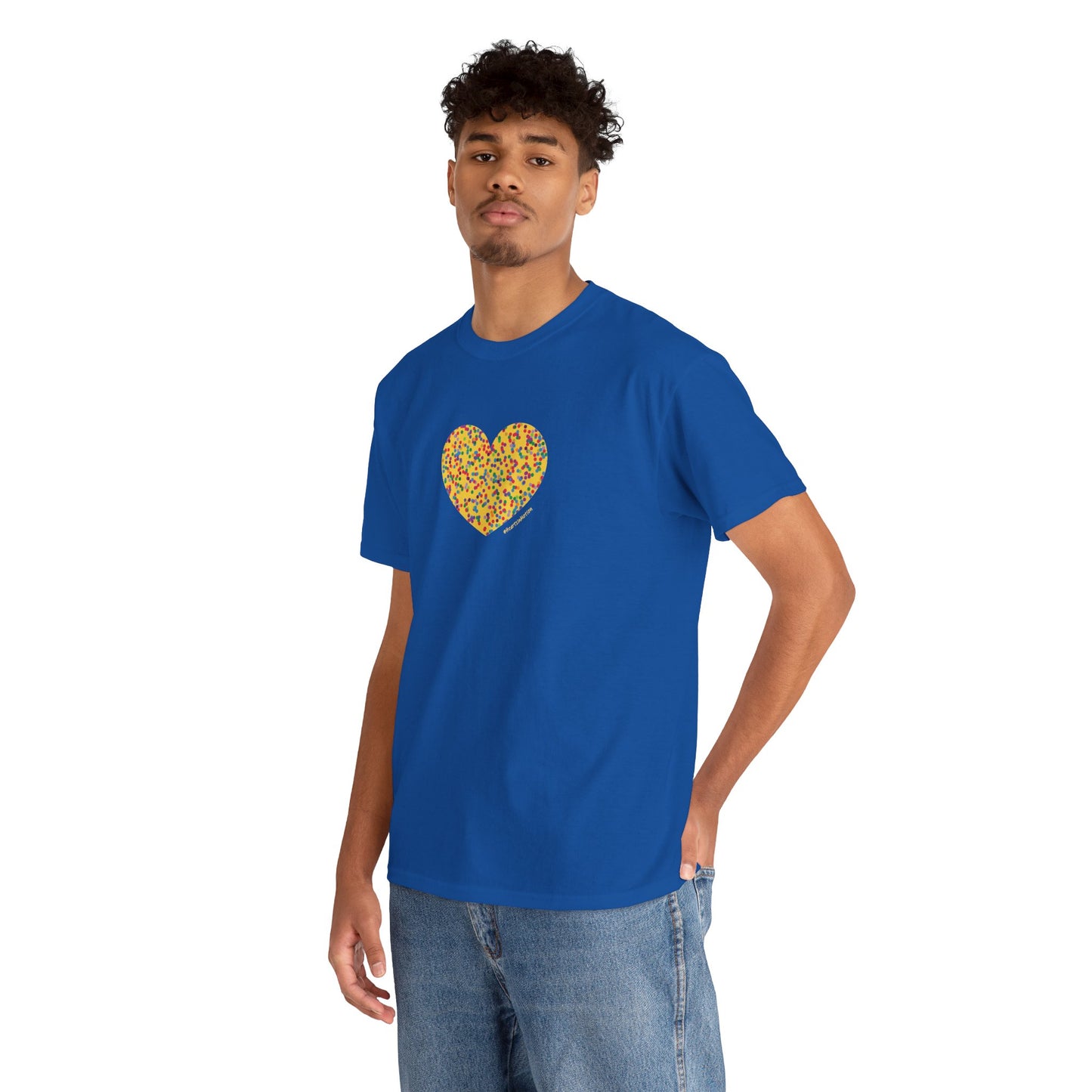 Colourful Dot Heart Unisex Heavy Cotton Tee - #HeartsInMotion
