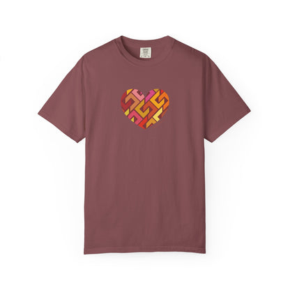Colourful Heart Pattern Unisex Garment-Dyed T-Shirt - #HeartsInMotion