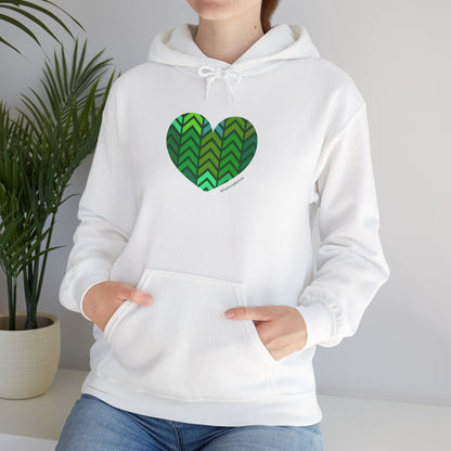 Green Chevron Heart Pattern Unisex Hoodie - #HeartsInMotion