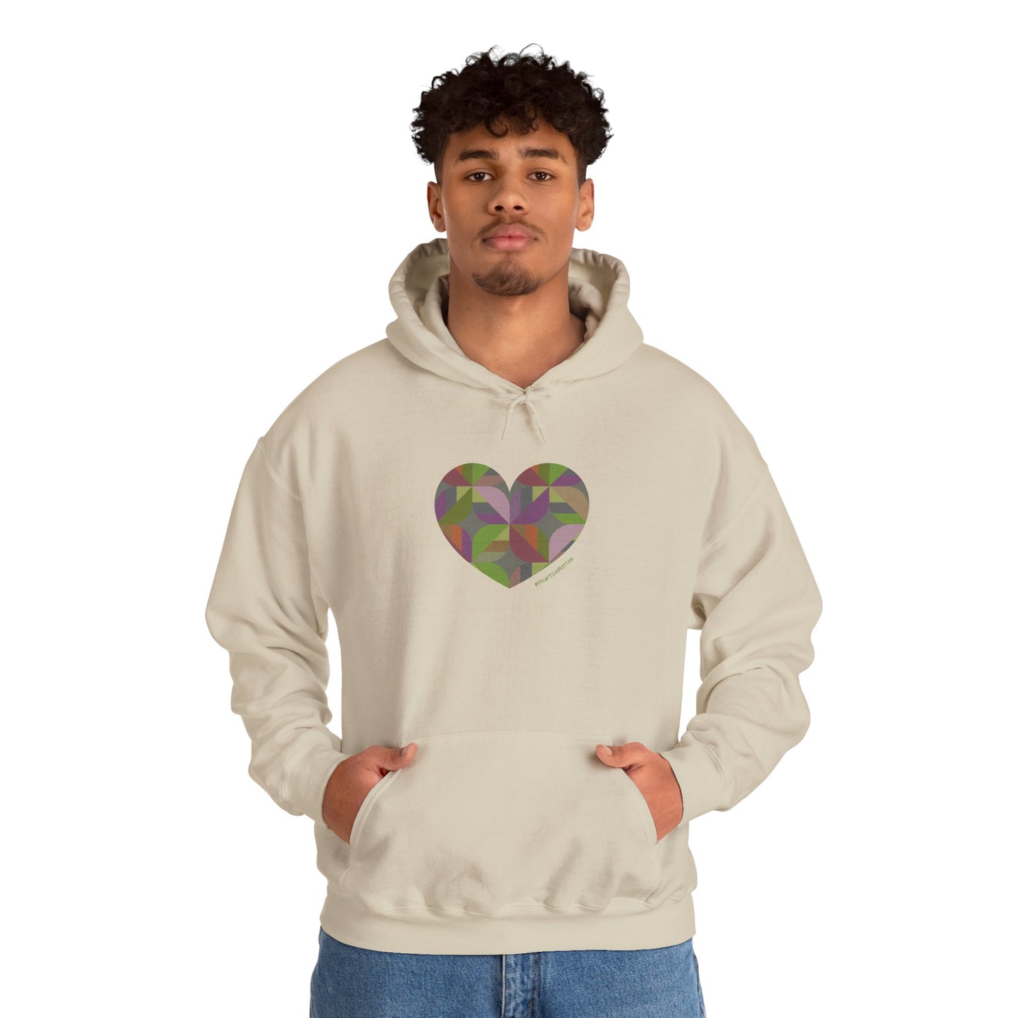 Heart Patterned Unisex Hooded Sweatshirt, Cozy Hoodie, #HeartsInMotion