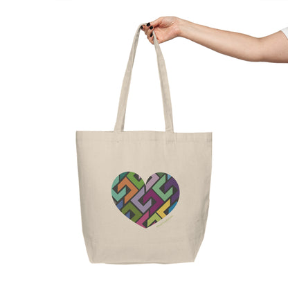 Colourful Heart Pattern Canvas Tote Bag - #HeartsInMotion
