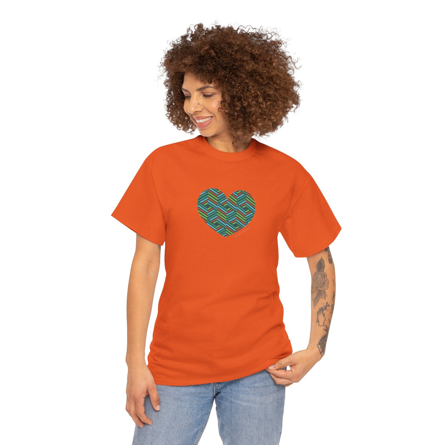 Colourful Heart Unisex Heavy Cotton Tee | Casual Gift, #HeartsInMotion