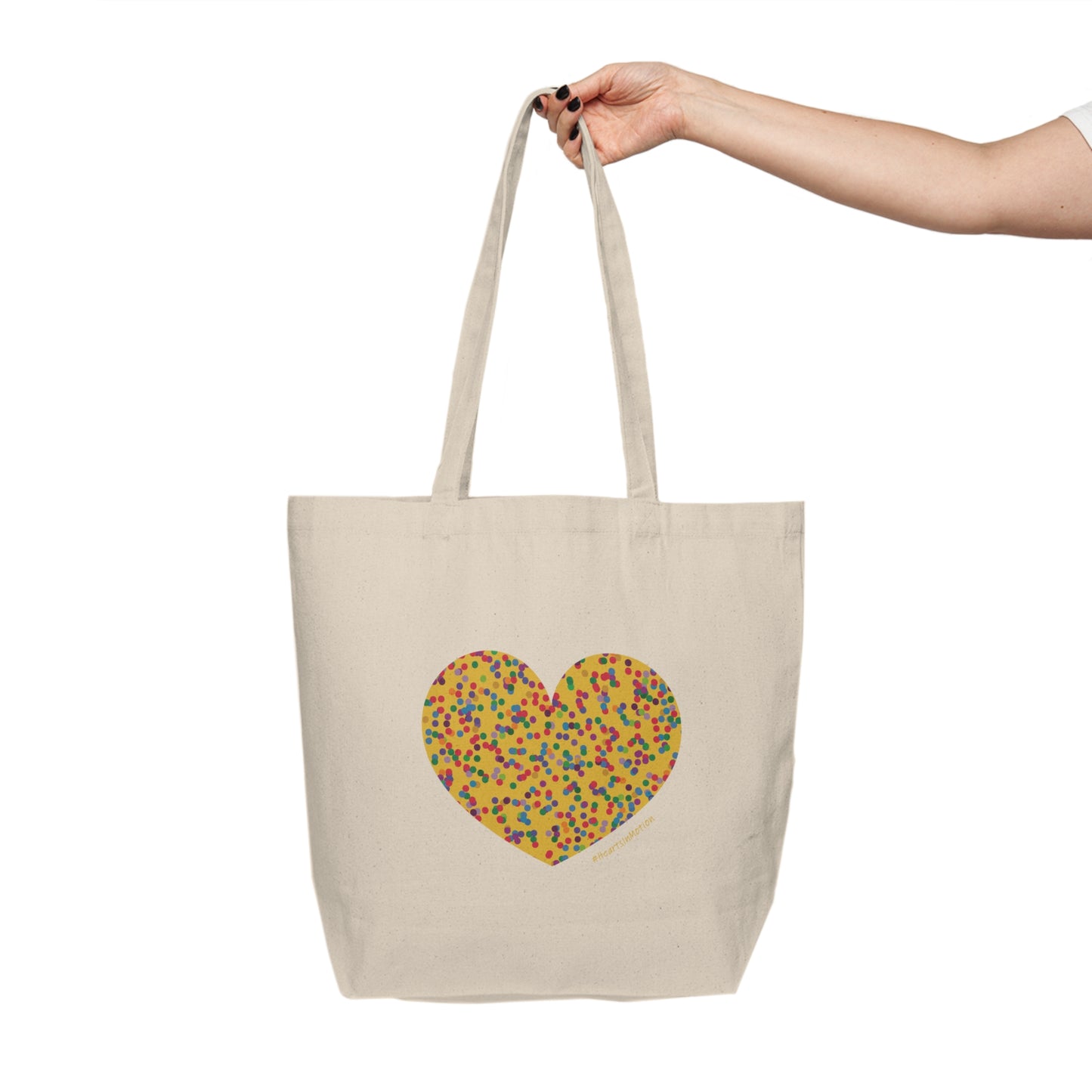 Colourful Dot Heart Canvas Shopping Tote - #HeartsInMotion