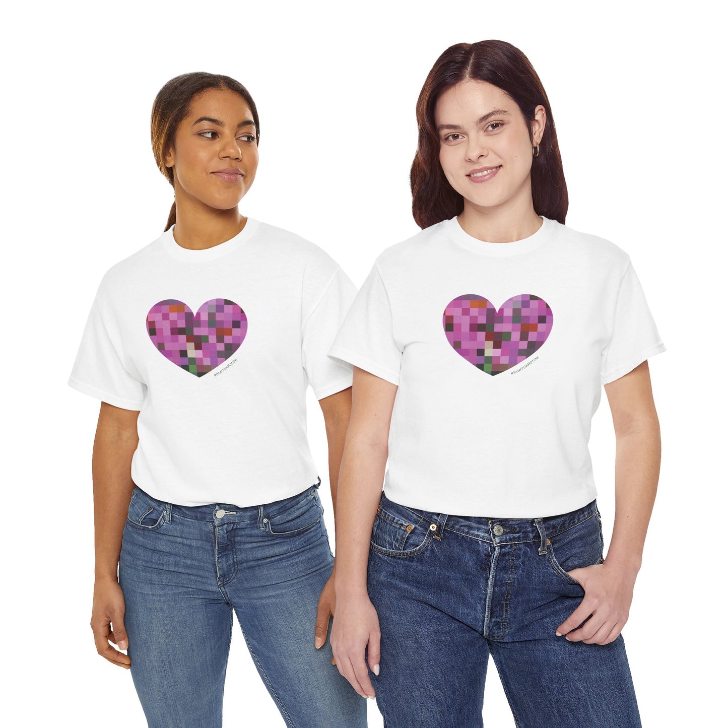 Pixel Heart Mosaic Unisex Heavy Cotton Tee - Colorful Love Shirt