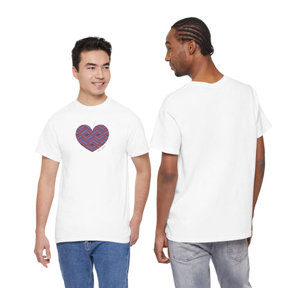 Colorful Geometric Heart Unisex Heavy Cotton Tee - #HeartsInMotion