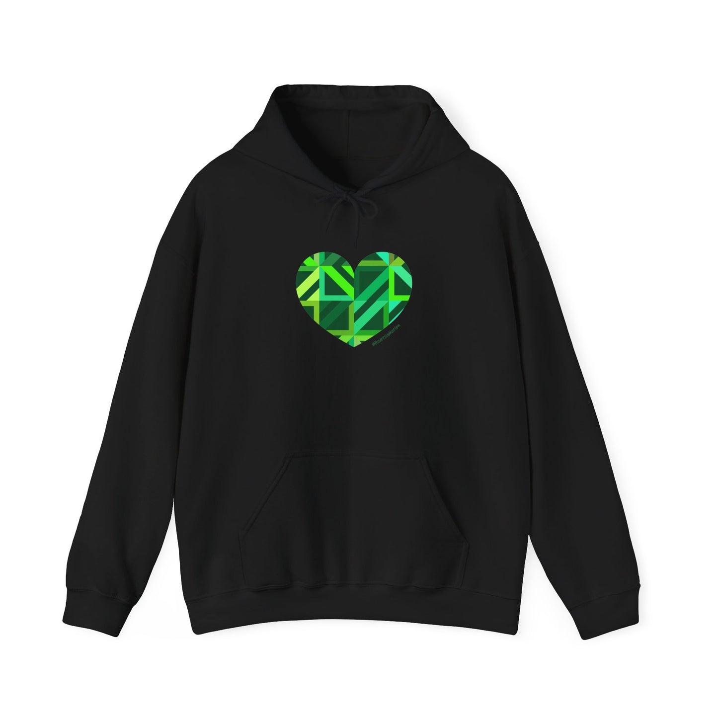 Eco-Friendly Green Heart Design Hooded Sweatshirt - #HeartsInMotion