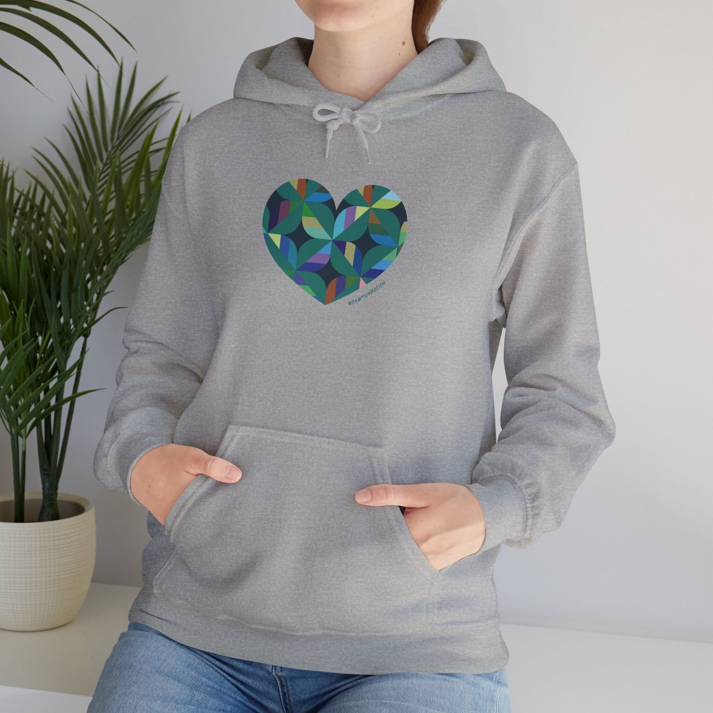 Colourful Heart Design Unisex Hoodie | Cozy Sweatshirt, #HeartsInMotion