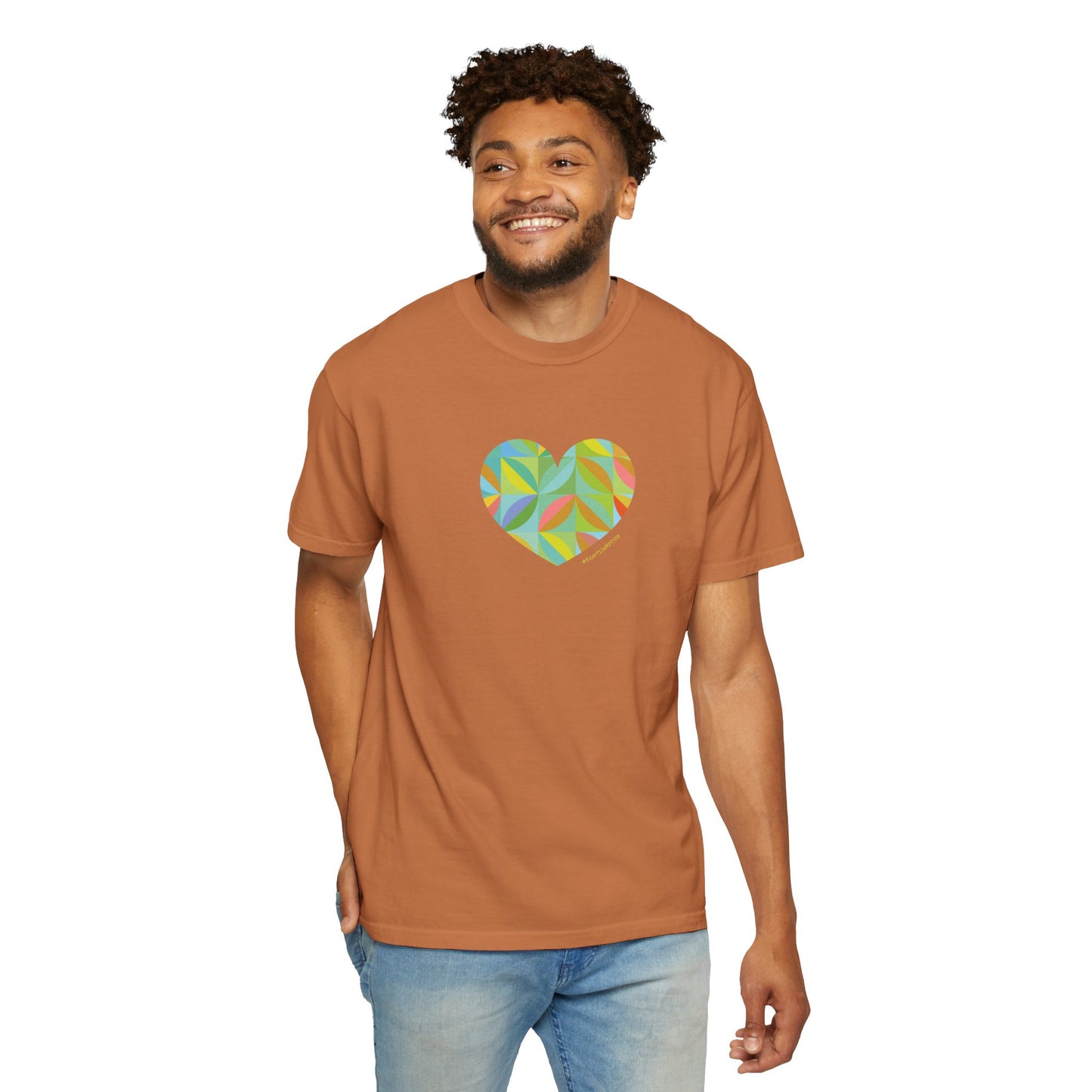 Colourful Heart Design Unisex Garment-Dyed T-Shirt - #HeartsInMotion