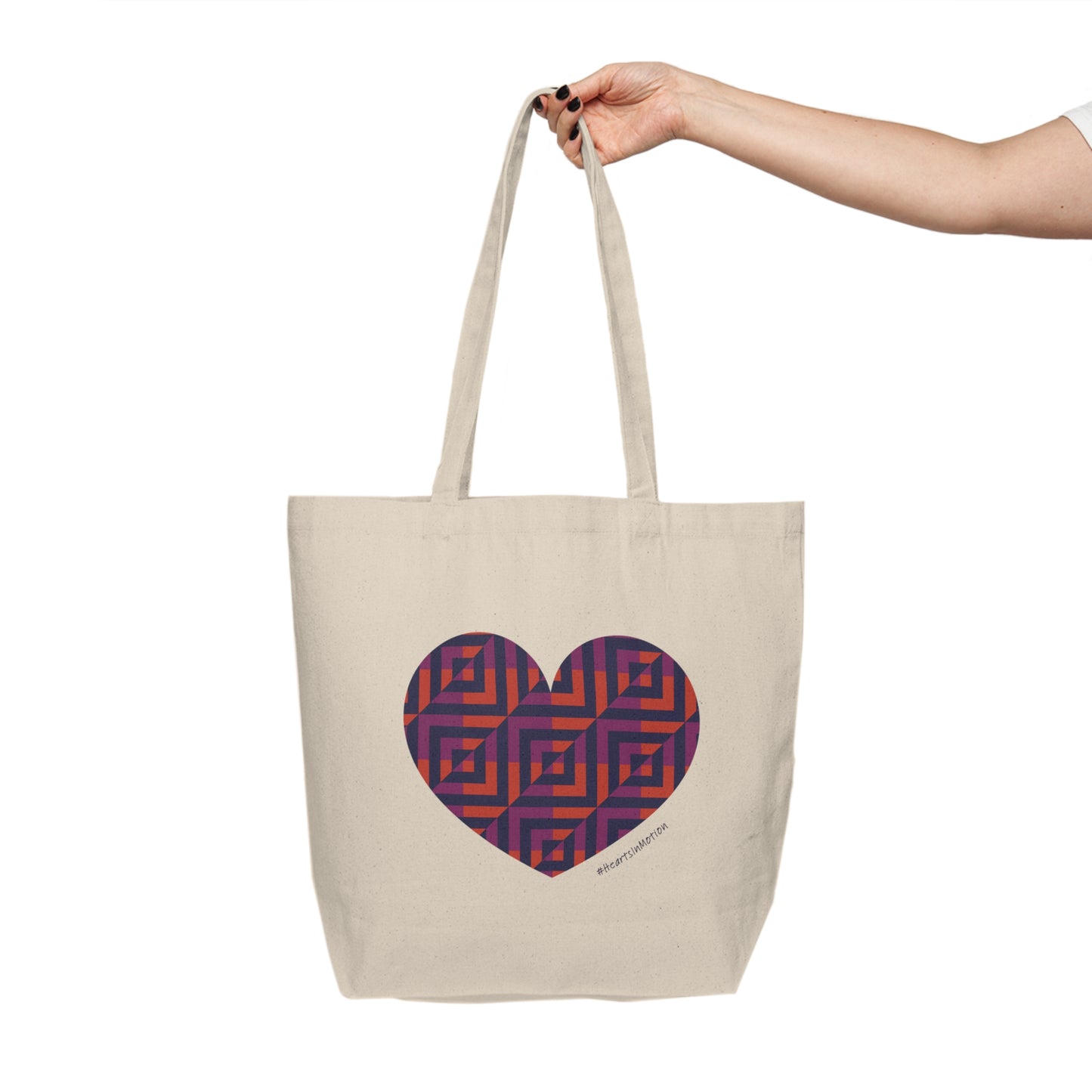 Heart Geometric Pattern Canvas Shopping Tote – Eco-Friendly #HeartsInMotion