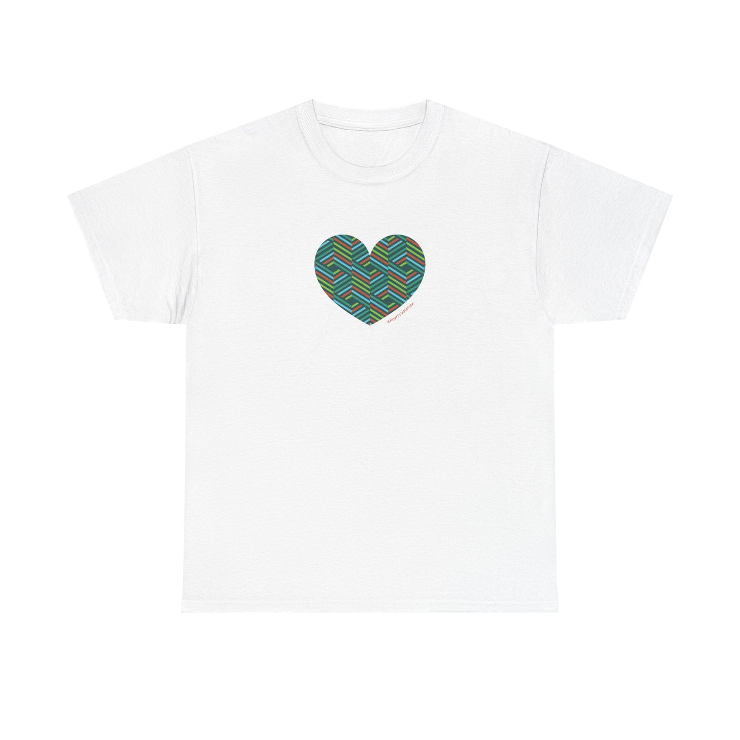 Colourful Heart Unisex Heavy Cotton Tee | Casual Gift, #HeartsInMotion