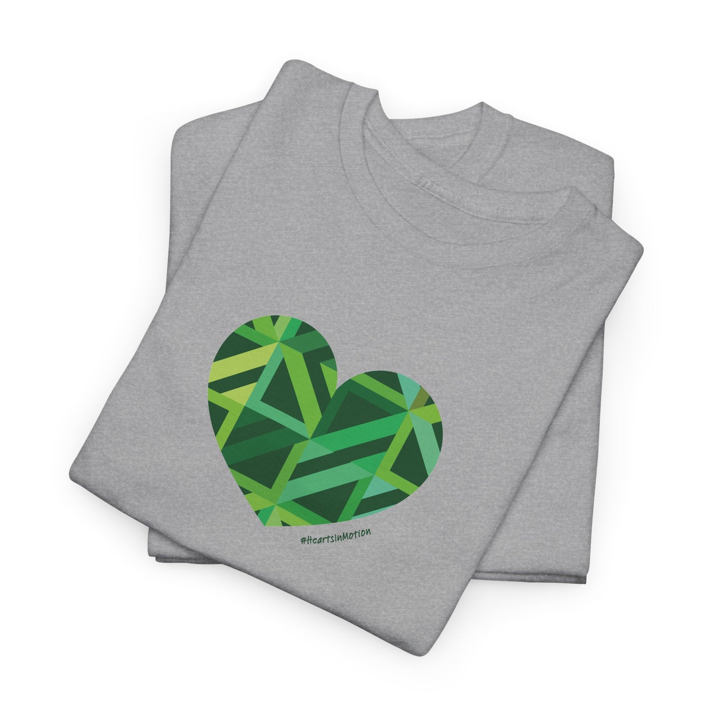 Green Geometric Heart Pattern Unisex Heavy Cotton Tee - #HeartsInMotion