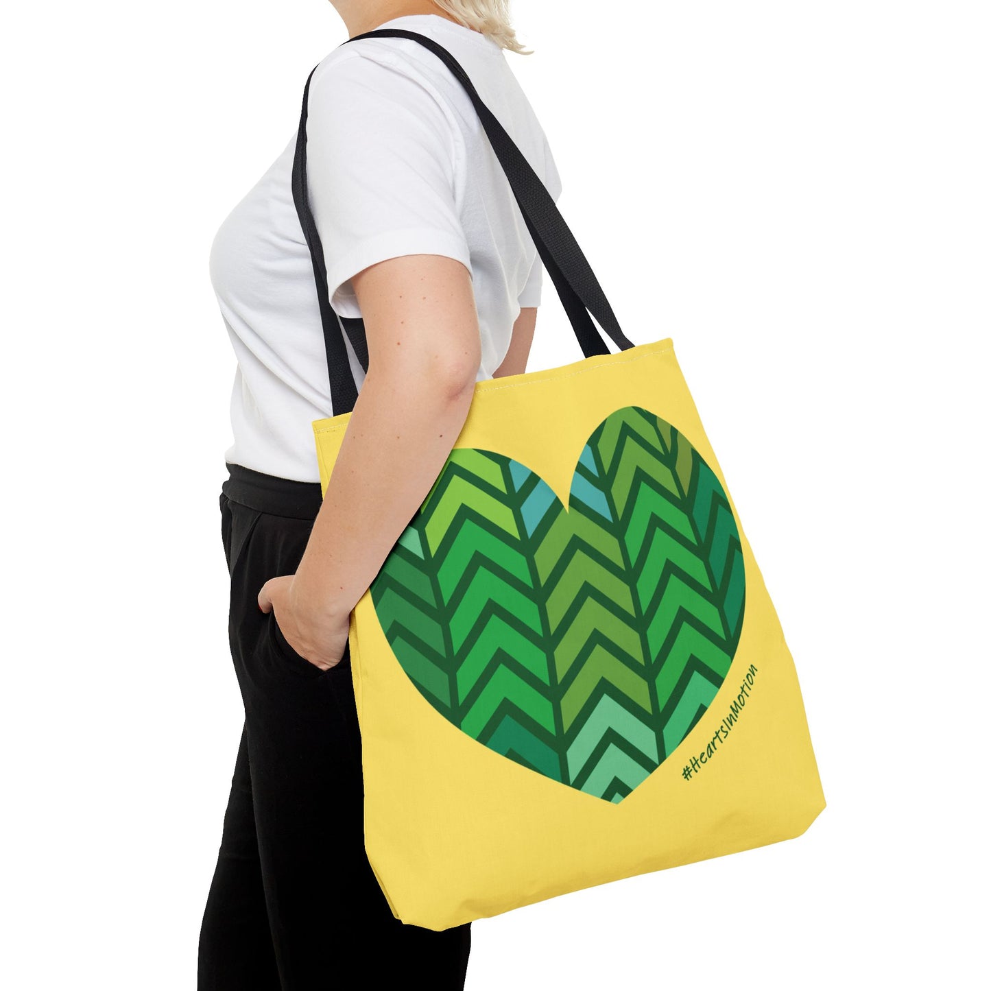 Eco-Friendly Green Chevron Heart Tote Bag - #HeartsInMotion