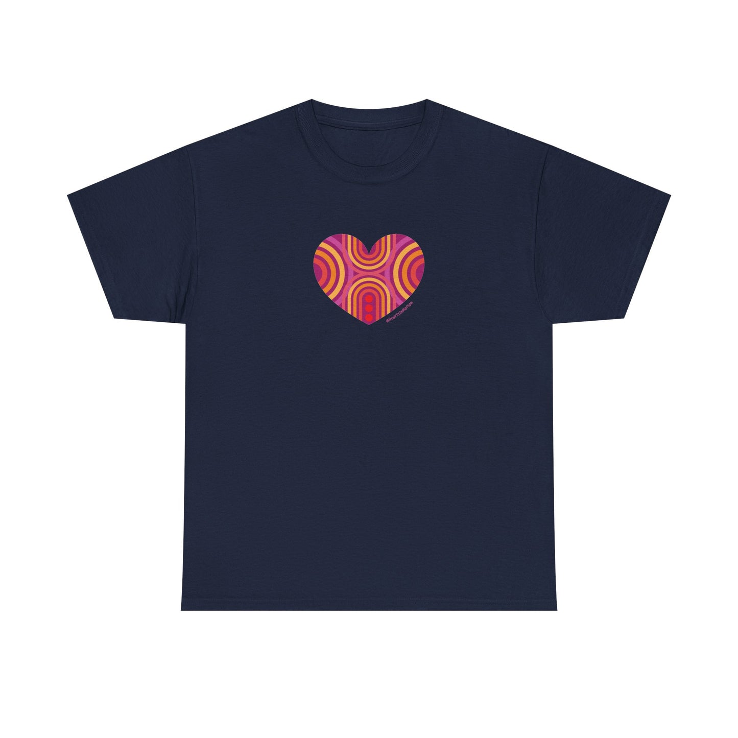Retro Heart Unisex Heavy Cotton Tee - Vintage Style - #HeartsInMotion
