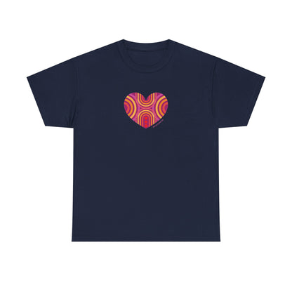 Retro Heart Unisex Heavy Cotton Tee - Vintage Style - #HeartsInMotion