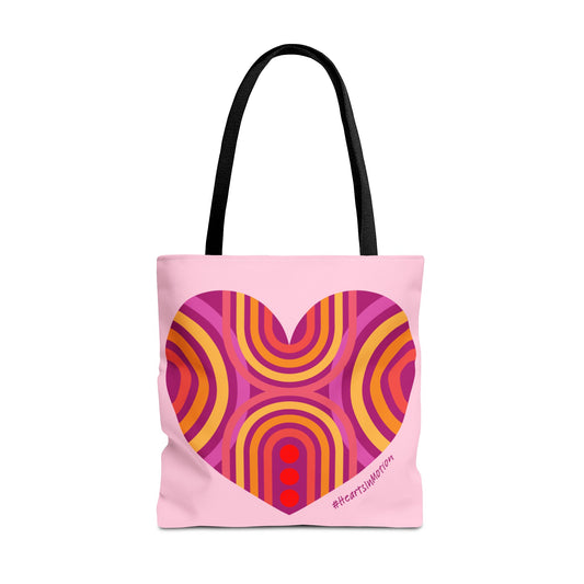 Colourful Heart Pattern Tote Bag, Positive Vibes, Eco-Friendly, #HeartsInMotion
