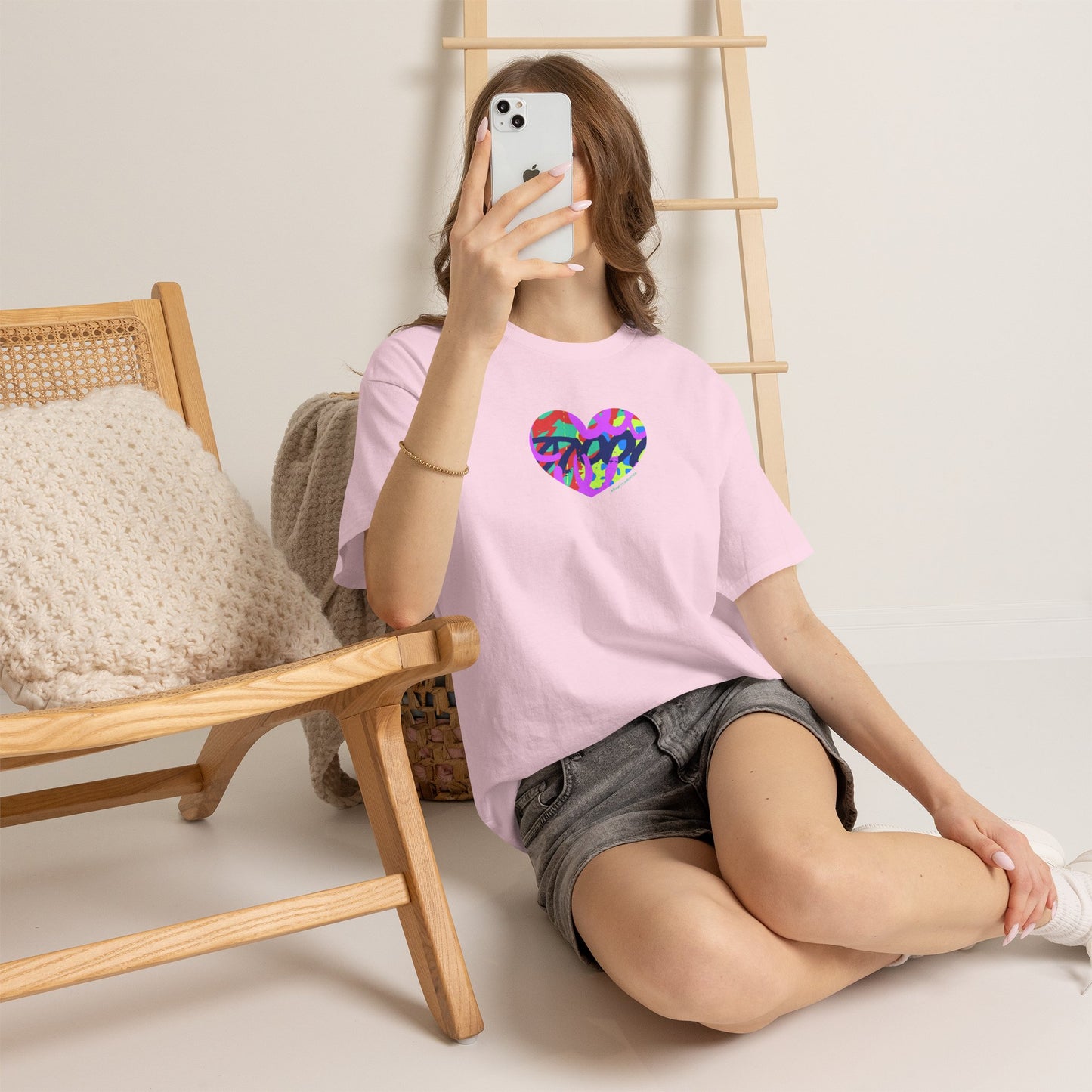 Colorful Heart T-Shirt — Neon Camo Heart Graphic Tee