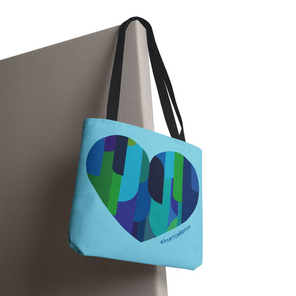 Blue Heart Pattern Tote Bag, Eco-Friendly Bag - #HeartsInMotion