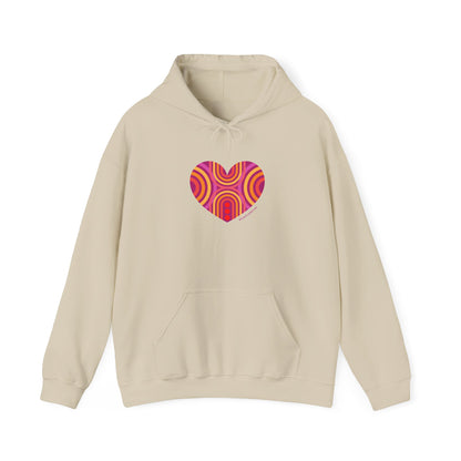 Colourful Heart Pattern Hoodie, Cozy Sweatshirt, #HeartsInMotion