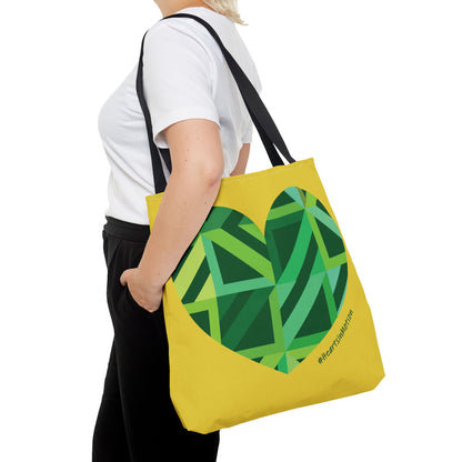 Vibrant Green Heart Pattern Tote Bag - Eco-Friendly Shopping - #HeartsInMotion
